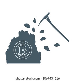 Mining of bitcoins. Digital currency. Blockchain technology.