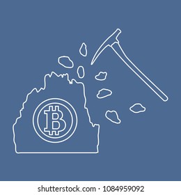 Mining of bitcoins. Digital currency. Blockchain technology.