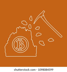 Mining of bitcoins. Digital currency. Blockchain technology.