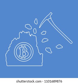 Mining of bitcoins. Digital currency. Blockchain technology.