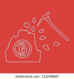 Mining of bitcoins. Digital currency. Blockchain technology.