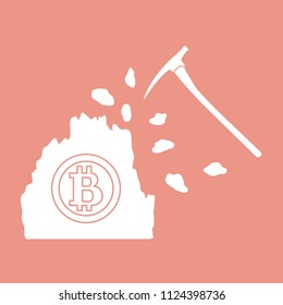 Mining of bitcoins. Digital currency. Blockchain technology.