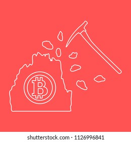 Mining of bitcoins. Digital currency. Blockchain technology.
