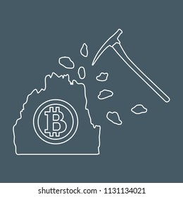 Mining of bitcoins. Digital currency. Blockchain technology.
