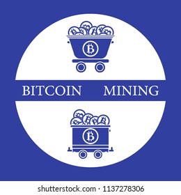 Mining of bitcoins. Mining trolleys with bitcoins. Digital currency. Blockchain technology.
