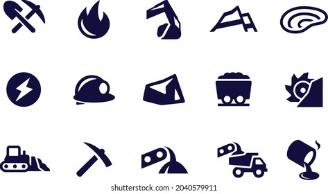 Diseño vectorial de iconos gráficos negros mineros 