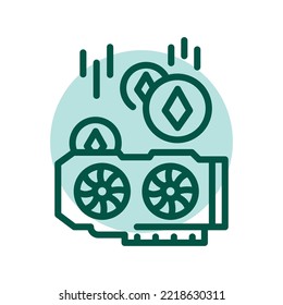 Mining black line icon. Virtual money. Pictogram for web page.