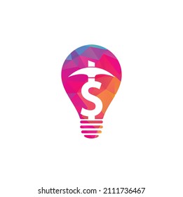 Mining bulb shape concept Logo Design. Mining industry logo design template.