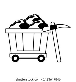 Mining carrier and pick work equipment vector illustration graphic design
