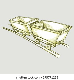 Mining cart. Coal mining. Vector Image