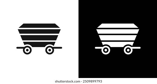 ícone Carrinho de Mineração Conjunto de logotipo de vetor de arte de linha preta