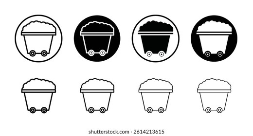 Mining Cart icon Black and white outline vector