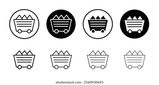 Mining Cart icon Flat outline fill set collection
