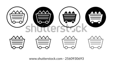Mining Cart icon Flat outline fill set collection