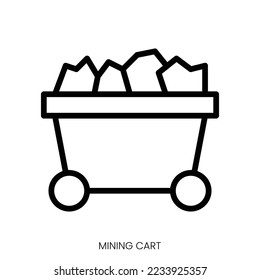 mining cart icon. Line Art Style Design Isolated On White Background