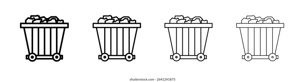 Mining Cart icon Outline sign symbol set