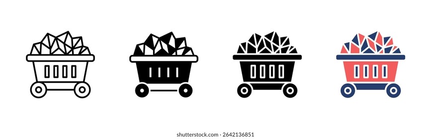 Mining Cart icon sheet multiple style collection