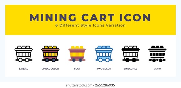 Mining cart icons set. Different style of icons simple vector illustration.