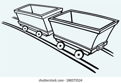 Mining cart. Isolated on blue background