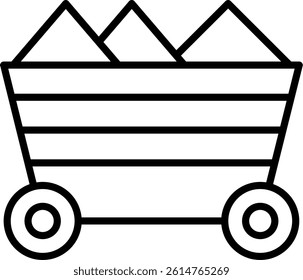 Mining Cart Line Vector Icon Design
