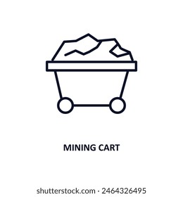 mining cart outline icon.  Thin line icon from business collection. Editable vector isolated on white background