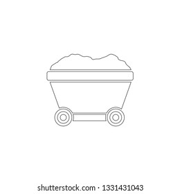 Mining cart. simple flat vector icon illustration. outline line symbol - editable stroke