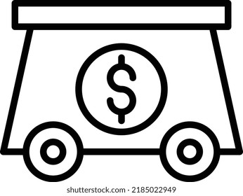 Diseño de iconos de línea de vectores de carrito de minería