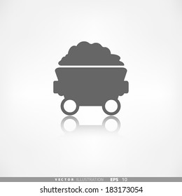 Mining coal cart icon