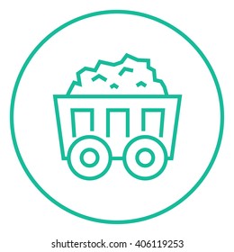 Mining coal cart line icon.