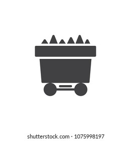 Mining coal cart vector icon. filled flat sign for mobile concept and web design. Coal trolley simple solid icon. Symbol, logo illustration. Pixel perfect vector graphics