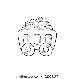 Mining coal cart vector sketch icon isolated on background. Hand drawn Mining coal cart icon. Mining coal cart sketch icon for infographic, website or app.