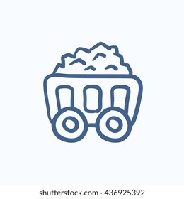 Mining coal cart vector sketch icon isolated on background. Hand drawn Mining coal cart icon. Mining coal cart sketch icon for infographic, website or app.