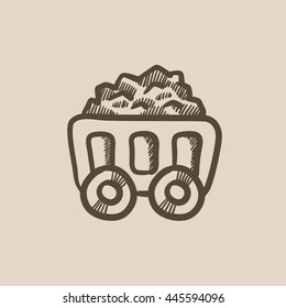 Mining coal cart vector sketch icon isolated on background. Hand drawn Mining coal cart icon. Mining coal cart sketch icon for infographic, website or app.
