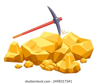 Minería de minerales de carbón concepto de oro. Ilustración de concepto de elemento de Diseño gráfico plano Vector