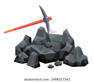 Mining coal minerals gold concept. Vector flat graphic design element concept illustration