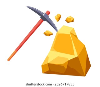 Mining coal minerals gold concept. Vector flat graphic design element concept illustration