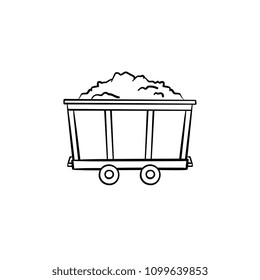 Mining coal trolley hand drawn outline doodle icon. Old coal wagon as mining industry concept vector sketch illustration for print, web, mobile and infographics isolated on white background.