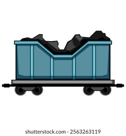 mining coal wagon cartoon. industry freight, rail cargo, bulk shipment mining coal wagon sign. isolated symbol vector illustration