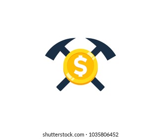 Mining Coin Icon Logo Design Element