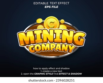 mining company text effect, font editable, typography, 3d text for medieval fantasy games. vector template