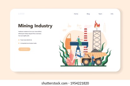 Mining concept web banner or landing page. Mineral and natural resources
