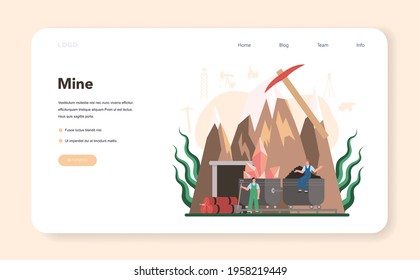 Mining concept web banner or landing page. Mineral and natural resources