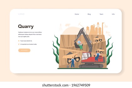 Mining concept web banner or landing page. Mineral and natural resources