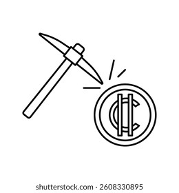 Mining crypto icon with bold, modern design. Ideal for blockchain technology, digital currency extraction, and fintech platforms. High-quality vector, fully editable and scalable.