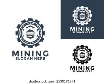 Mining Crypto vintage logo vector illustration design. Mining logo design icon template