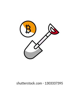 mining, cryptocurrency, bitcoin, shovel icon. Element of color finance. Premium quality graphic design icon. Signs and symbols collection icon for websites
