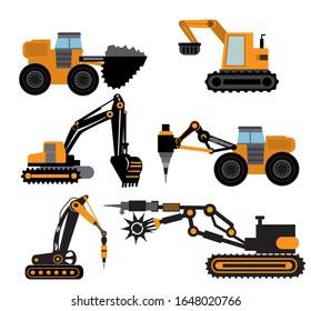 Mining design concept set with coal industry and professional miner flat icons isolated vector illustration