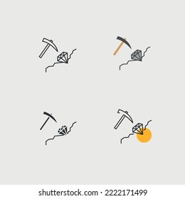mining diamond icon pickaxe mining diamond underground