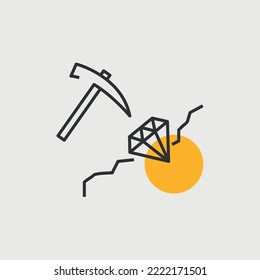 mining diamond icon pickaxe mining diamond underground