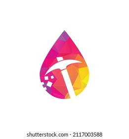 Mining drop shape concept Logo Design. Mining industry logo design template.